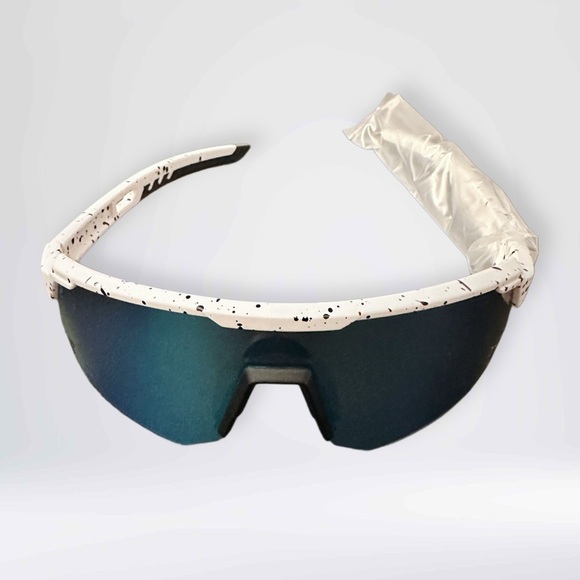 NEW Unisex Polarized Sports Sunglasses UV 400 Protection White Speckled Frame - Picture 8 of 13